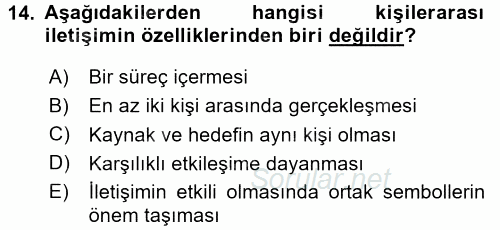 Bakım Elemanı Yetiştirme Ve Geliştirme 1 2016 - 2017 Dönem Sonu Sınavı 14.Soru
