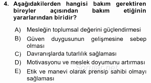 Bakım Elemanı Yetiştirme Ve Geliştirme 1 2016 - 2017 Dönem Sonu Sınavı 4.Soru