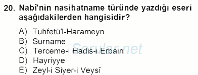 XVII. Yüzyıl Türk Edebiyatı 2012 - 2013 Dönem Sonu Sınavı 20.Soru