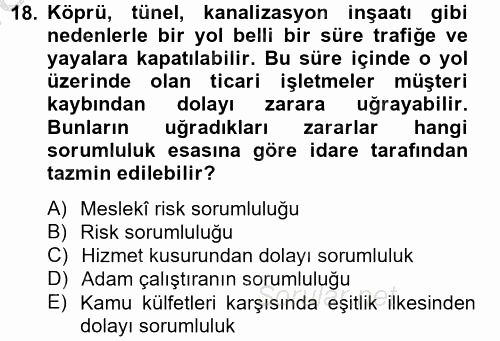 Temel İdare Hukuku 2012 - 2013 Dönem Sonu Sınavı 18.Soru
