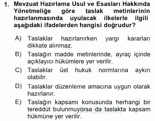 Hukuk Dili Ve Adli Yazışmalar 2016 - 2017 Ara Sınavı 1.Soru