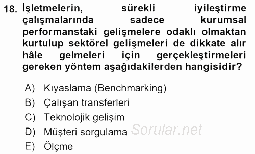 Çağrı Merkezi Yönetimi 2 2016 - 2017 Ara Sınavı 18.Soru