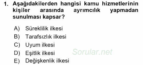 Kamu Mali Yönetimi 2016 - 2017 3 Ders Sınavı 1.Soru