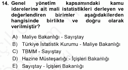 Kamu Mali Yönetimi 2016 - 2017 3 Ders Sınavı 14.Soru