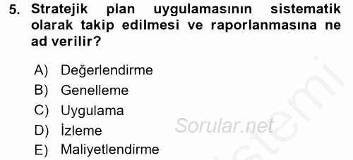 Kamu Mali Yönetimi 2016 - 2017 3 Ders Sınavı 5.Soru