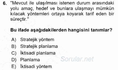 Kamu Mali Yönetimi 2016 - 2017 3 Ders Sınavı 6.Soru