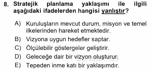 Kamu Mali Yönetimi 2016 - 2017 3 Ders Sınavı 8.Soru