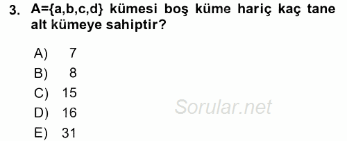 Coğrafi Bilgi Sistemleri İçin Temel Matematik 2016 - 2017 Ara Sınavı 3.Soru