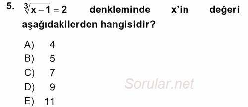 Coğrafi Bilgi Sistemleri İçin Temel Matematik 2016 - 2017 Ara Sınavı 5.Soru