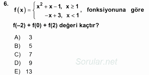 Coğrafi Bilgi Sistemleri İçin Temel Matematik 2016 - 2017 Ara Sınavı 6.Soru