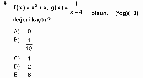 Coğrafi Bilgi Sistemleri İçin Temel Matematik 2016 - 2017 Ara Sınavı 9.Soru