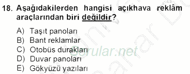 Marka İletişimi Tasarımı ve Uygulamaları 2012 - 2013 Dönem Sonu Sınavı 18.Soru