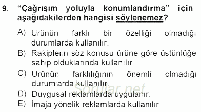 Marka İletişimi Tasarımı ve Uygulamaları 2012 - 2013 Dönem Sonu Sınavı 9.Soru