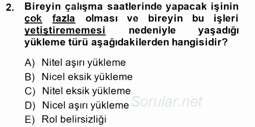Çalışma Psikolojisi 2014 - 2015 Tek Ders Sınavı 2.Soru