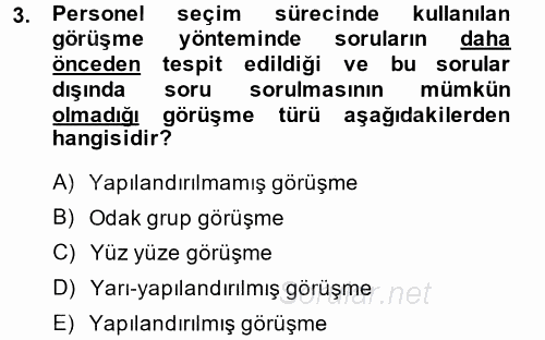 Çalışma Psikolojisi 2014 - 2015 Tek Ders Sınavı 3.Soru