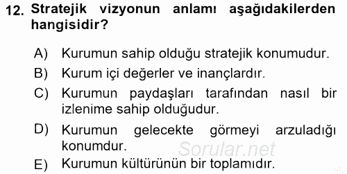 Marka İletişim Kampanyaları 2016 - 2017 Ara Sınavı 12.Soru