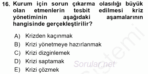 Marka İletişim Kampanyaları 2016 - 2017 Ara Sınavı 16.Soru