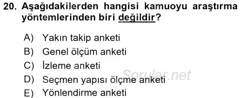 Marka İletişim Kampanyaları 2016 - 2017 Ara Sınavı 20.Soru