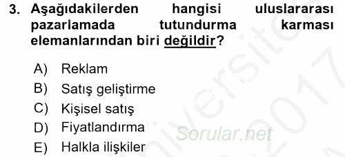 Marka İletişim Kampanyaları 2016 - 2017 Ara Sınavı 3.Soru