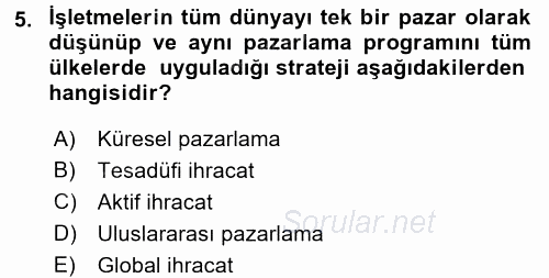 Marka İletişim Kampanyaları 2016 - 2017 Ara Sınavı 5.Soru
