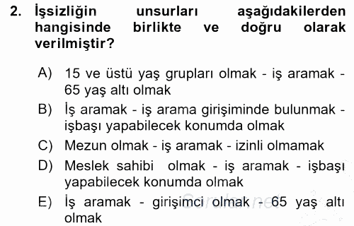 İstihdam ve İşsizlik 2015 - 2016 Ara Sınavı 2.Soru