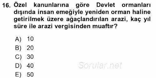 Özel Vergi Hukuku 2 2015 - 2016 Ara Sınavı 16.Soru