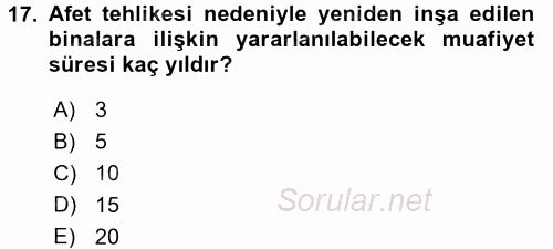 Özel Vergi Hukuku 2 2015 - 2016 Ara Sınavı 17.Soru