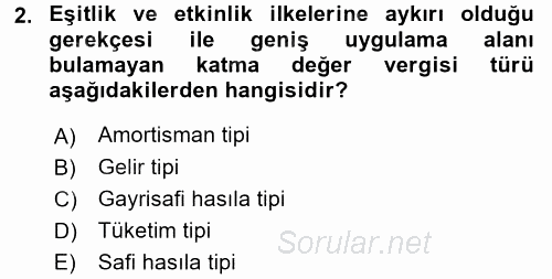 Özel Vergi Hukuku 2 2015 - 2016 Ara Sınavı 2.Soru