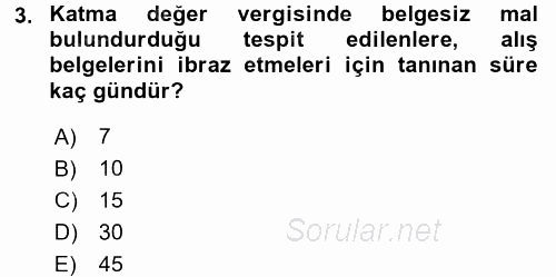 Özel Vergi Hukuku 2 2015 - 2016 Ara Sınavı 3.Soru