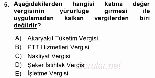 Özel Vergi Hukuku 2 2015 - 2016 Ara Sınavı 5.Soru