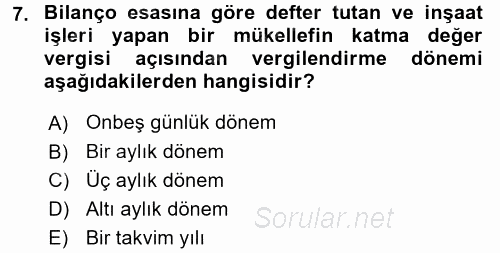 Özel Vergi Hukuku 2 2015 - 2016 Ara Sınavı 7.Soru