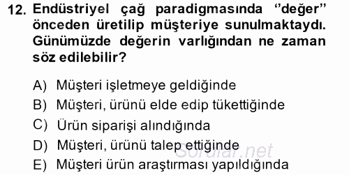 Hizmet Tasarımı 2014 - 2015 Dönem Sonu Sınavı 12.Soru