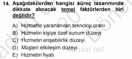 Hizmet Tasarımı 2014 - 2015 Dönem Sonu Sınavı 14.Soru