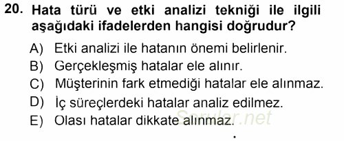 Hizmet Tasarımı 2014 - 2015 Dönem Sonu Sınavı 20.Soru