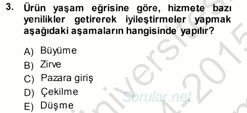Hizmet Tasarımı 2014 - 2015 Dönem Sonu Sınavı 3.Soru