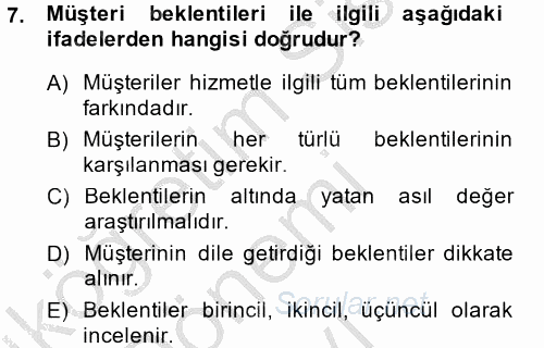 Hizmet Tasarımı 2014 - 2015 Dönem Sonu Sınavı 7.Soru