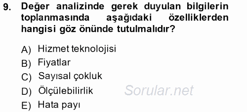 Hizmet Tasarımı 2014 - 2015 Dönem Sonu Sınavı 9.Soru