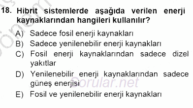 Elektrik Enerjisi Üretimi 2012 - 2013 Dönem Sonu Sınavı 18.Soru