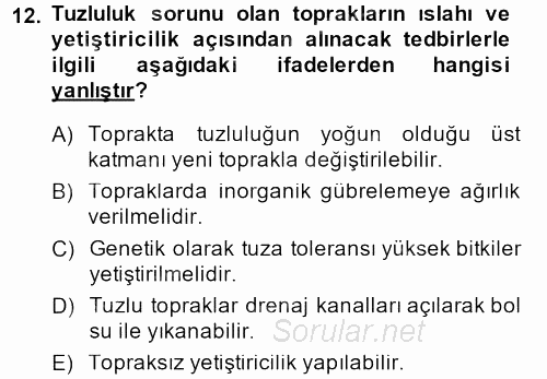 Bahçe Tarımı 1 2013 - 2014 Ara Sınavı 12.Soru