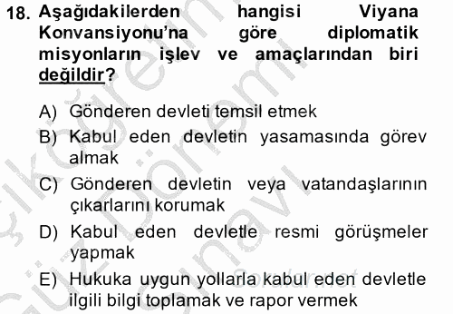 Uluslararası Hukuk 1 2014 - 2015 Dönem Sonu Sınavı 18.Soru