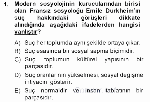 Suç Önleme Modelleri 2013 - 2014 Ara Sınavı 1.Soru