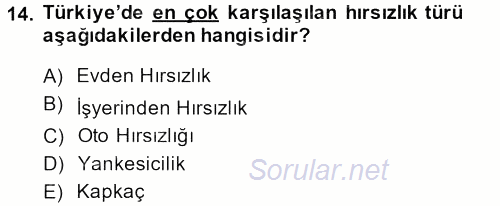 Suç Önleme Modelleri 2013 - 2014 Ara Sınavı 14.Soru