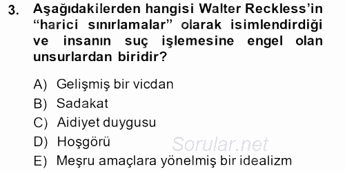 Suç Önleme Modelleri 2013 - 2014 Ara Sınavı 3.Soru