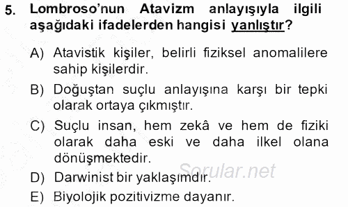 Suç Önleme Modelleri 2013 - 2014 Ara Sınavı 5.Soru