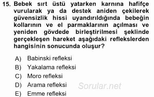 Çocuk Gelişimde Normal Ve Atipik Gelişim 2015 - 2016 Ara Sınavı 15.Soru