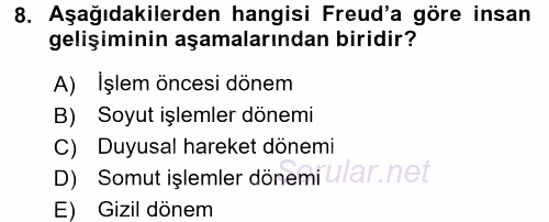 Çocuk Gelişimde Normal Ve Atipik Gelişim 2015 - 2016 Ara Sınavı 8.Soru