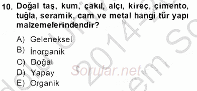 Bina ve Yapım Bilgisi 2014 - 2015 Dönem Sonu Sınavı 10.Soru