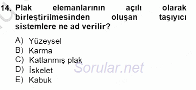 Bina ve Yapım Bilgisi 2014 - 2015 Dönem Sonu Sınavı 14.Soru