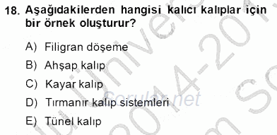 Bina ve Yapım Bilgisi 2014 - 2015 Dönem Sonu Sınavı 18.Soru