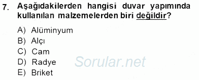 Bina ve Yapım Bilgisi 2014 - 2015 Dönem Sonu Sınavı 7.Soru
